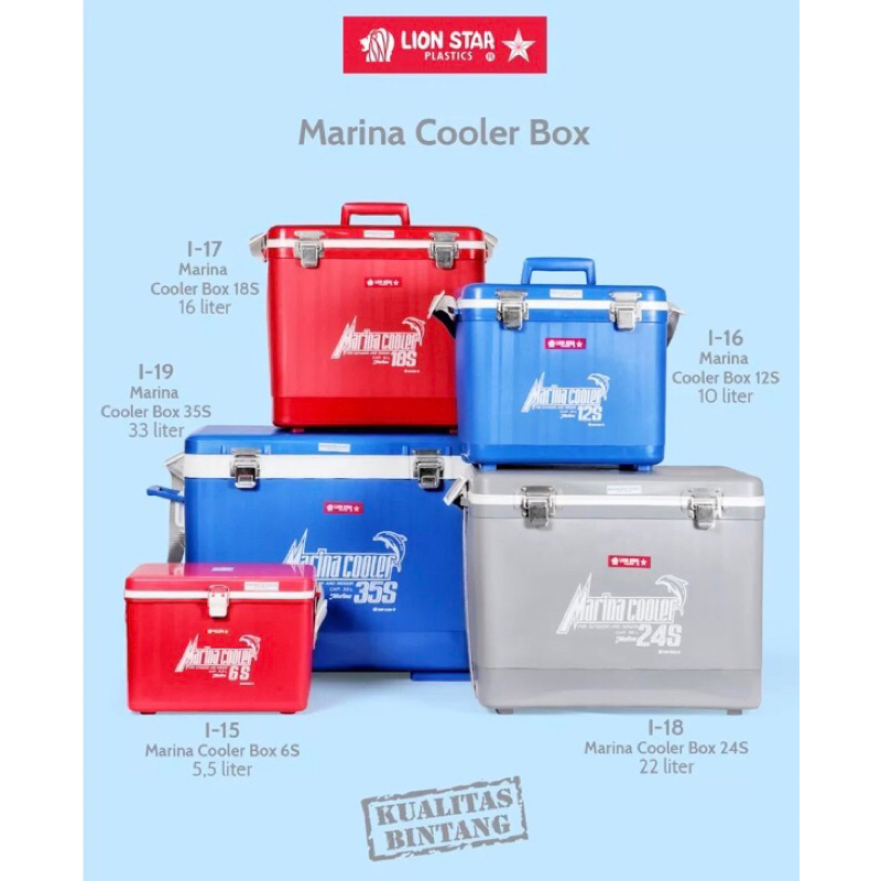 Lion Star Marina Cooler Box 6s , 12s , 18s , 24s , 35s , 40 Liter , 55 Liter , 72 Liter Cool Box Min