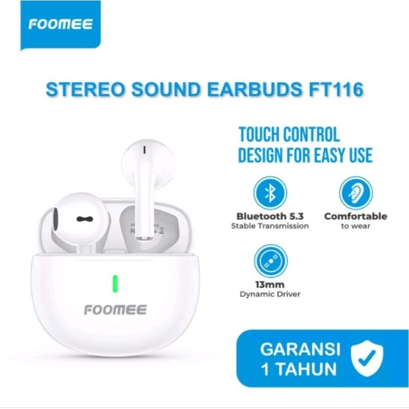 TWS Foomee FT116 / Foomee FT128 Headset Bluetooth TWS , Handsfree Earphone Wireless TWS FT116/FT128