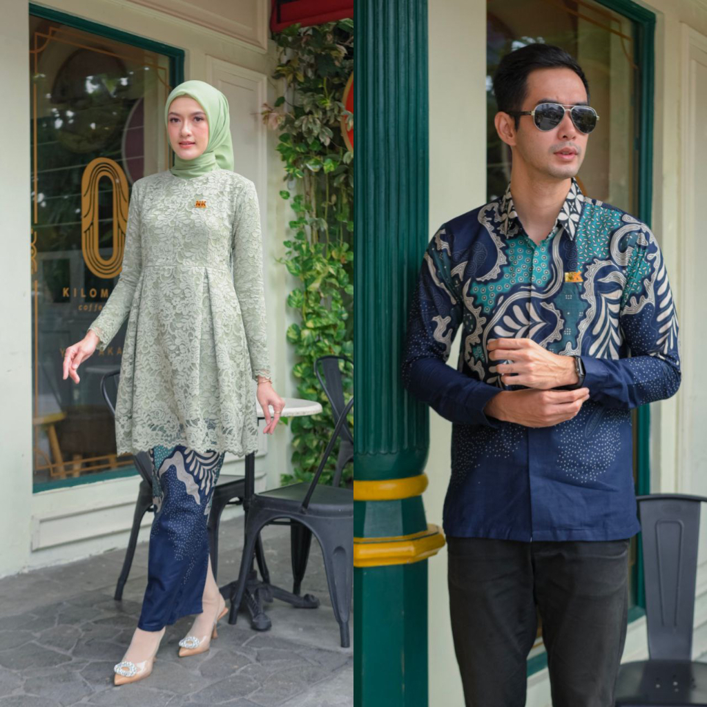 NK BATIK Couple Set Kebaya Kutu Baru Paloma Serambit kutu baru Sage Jumbo Furing