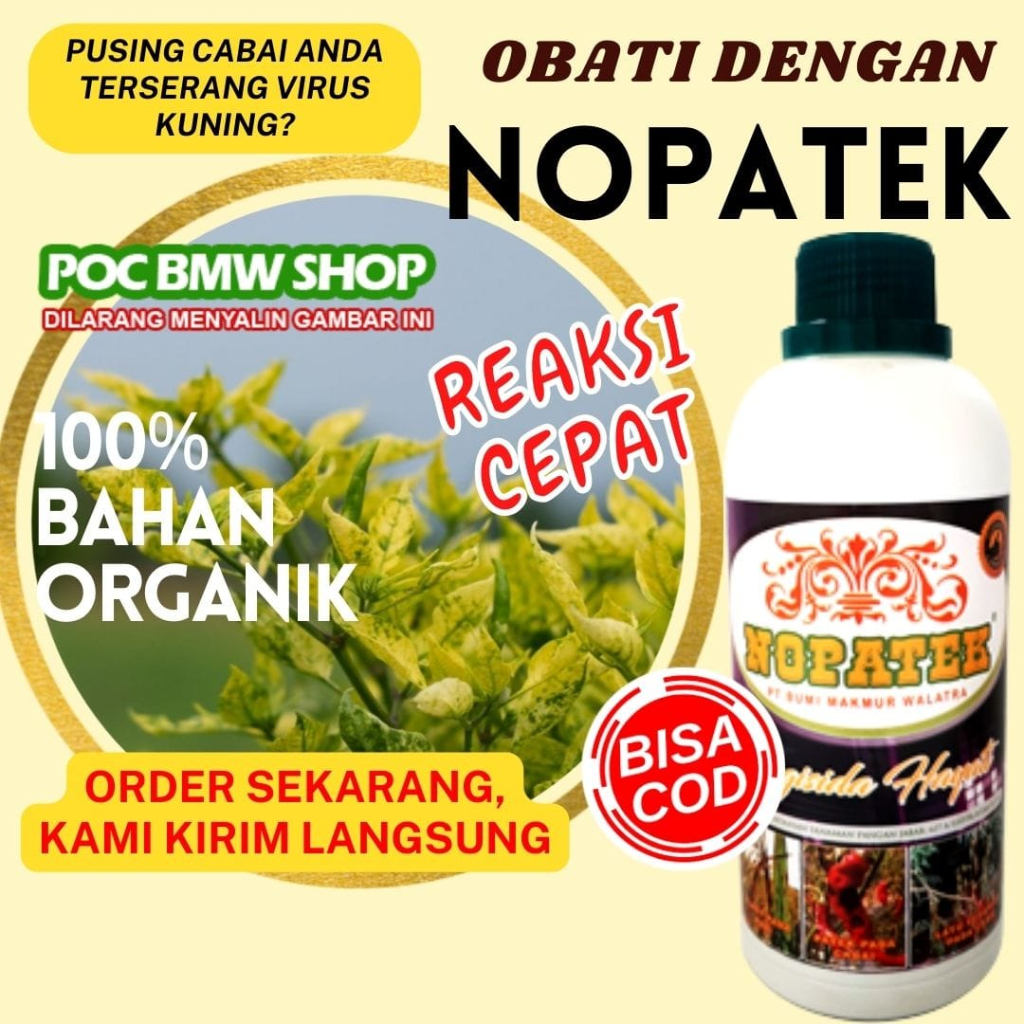 TERLARIS FUNGISIDA NOPATEK pupuk obat tanaman daun kuning, keriting cabai, pepaya, melon, tomat, kac