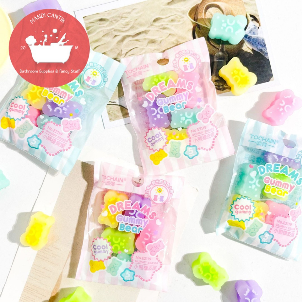 

penghapus dream gummy bear 1 set isi 5 tochain E2119 LUCU IMUT KADO UNIK ALAT-ALAT SEKOLAH AESTHETIC KOREA ORIGINAL COD