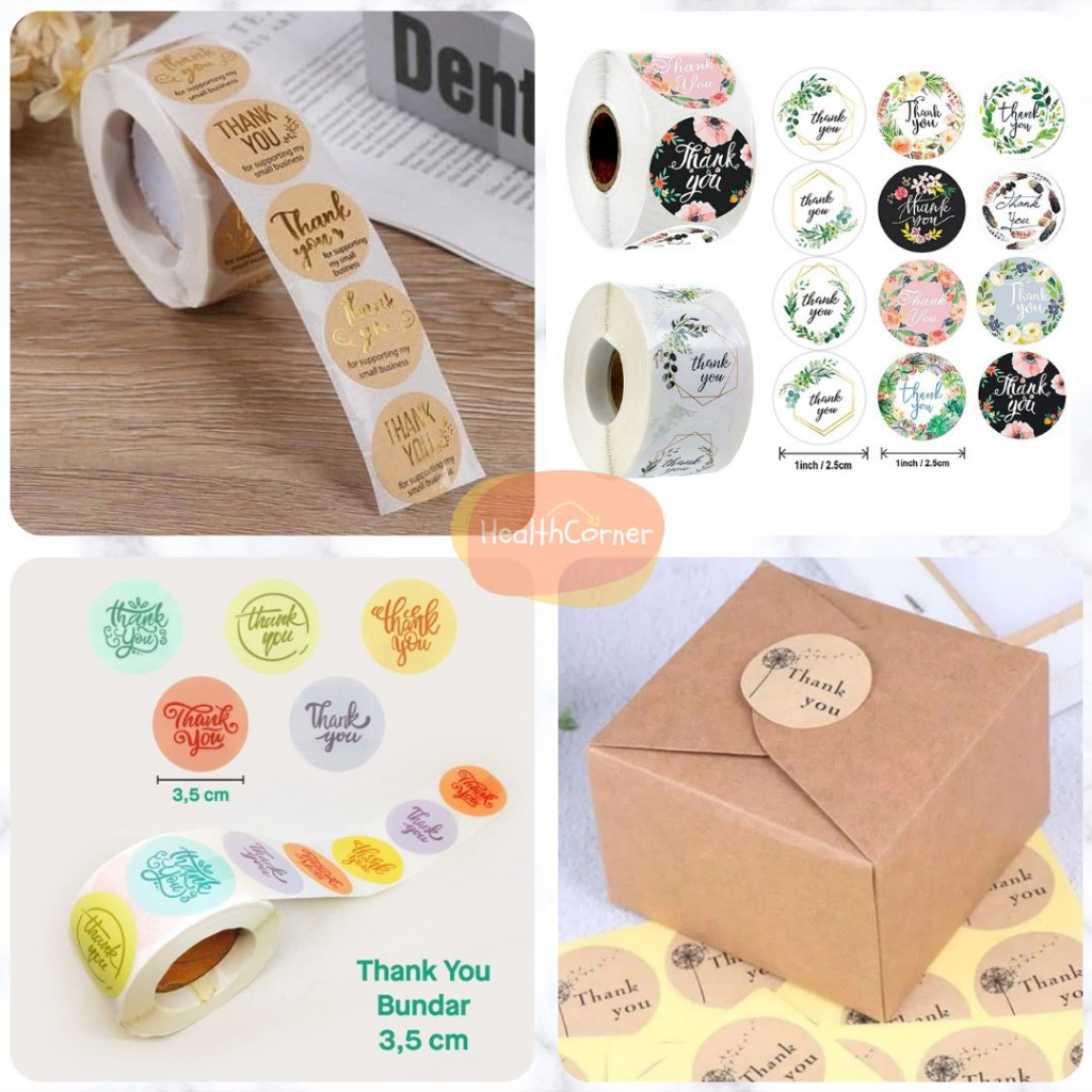 

Sticker Thank you 500pcs / Stiker Terima Kasih warna Self Adhesive seal label