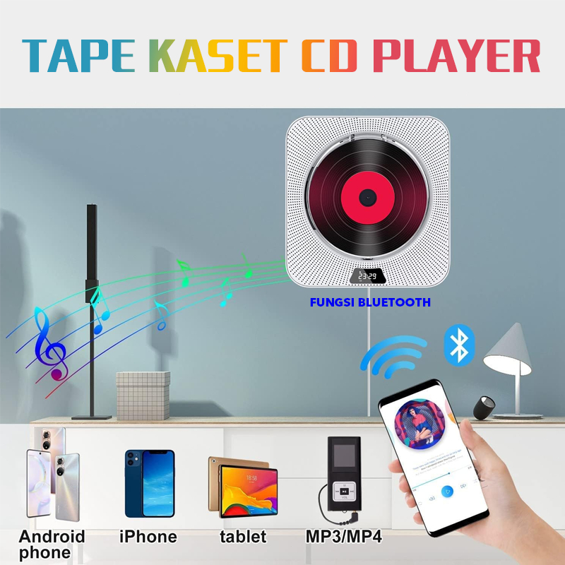 KELETOOL CD Player pemutar cd kpop Tape kaset cd Player Dipasang di Dinding DVD Player CD Suara Ster