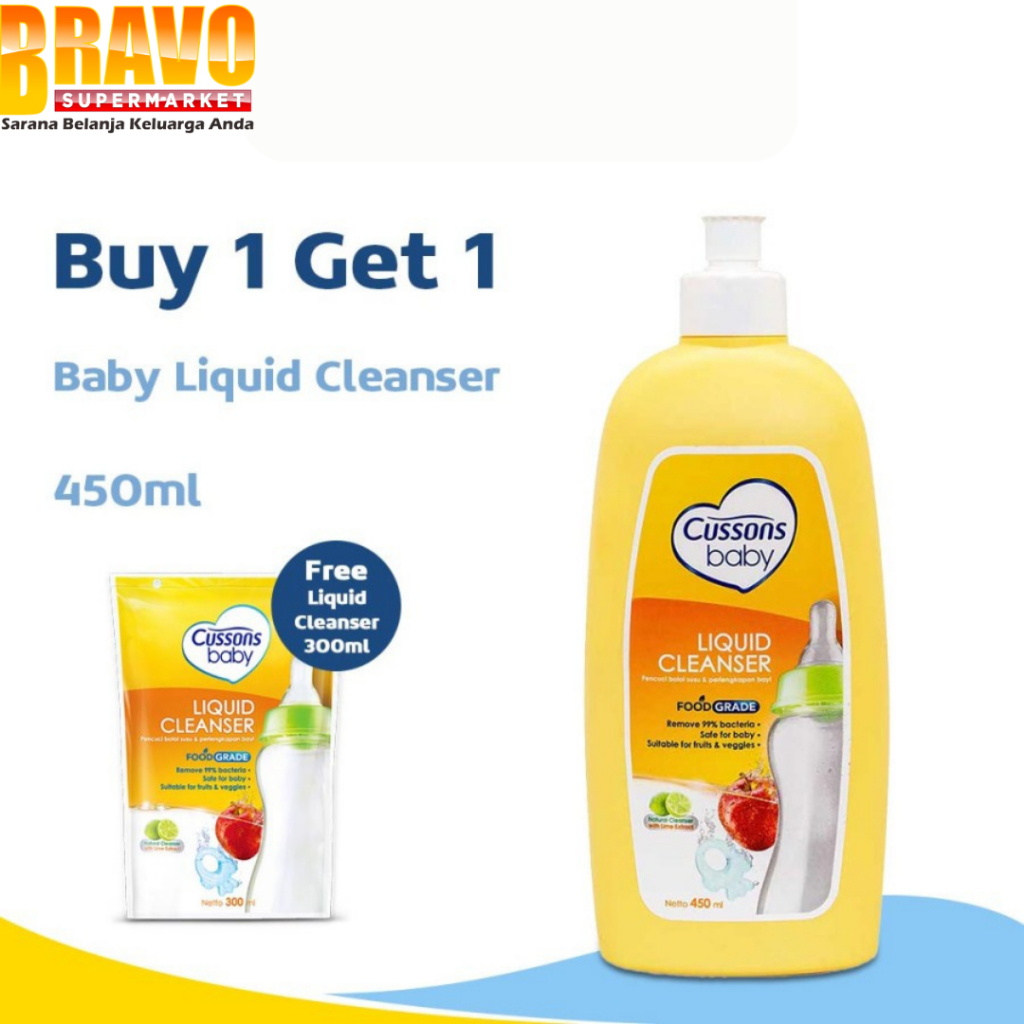 Bravo Bojonegoro - Cussons Baby Liquid Cleanser - Pembersih Botol Bayi 450ML FREE Cussons Baby Liqui