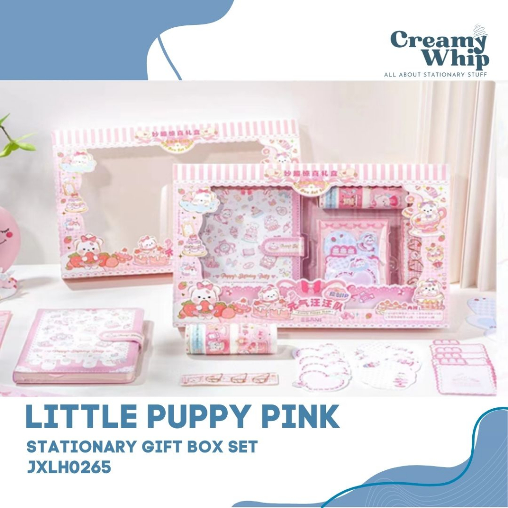 

Little Pink Puppy Stationary Gift Box Set - Hadiah All In 1 Cute Stationary Set Bingkisan peralatan sekolah kantor