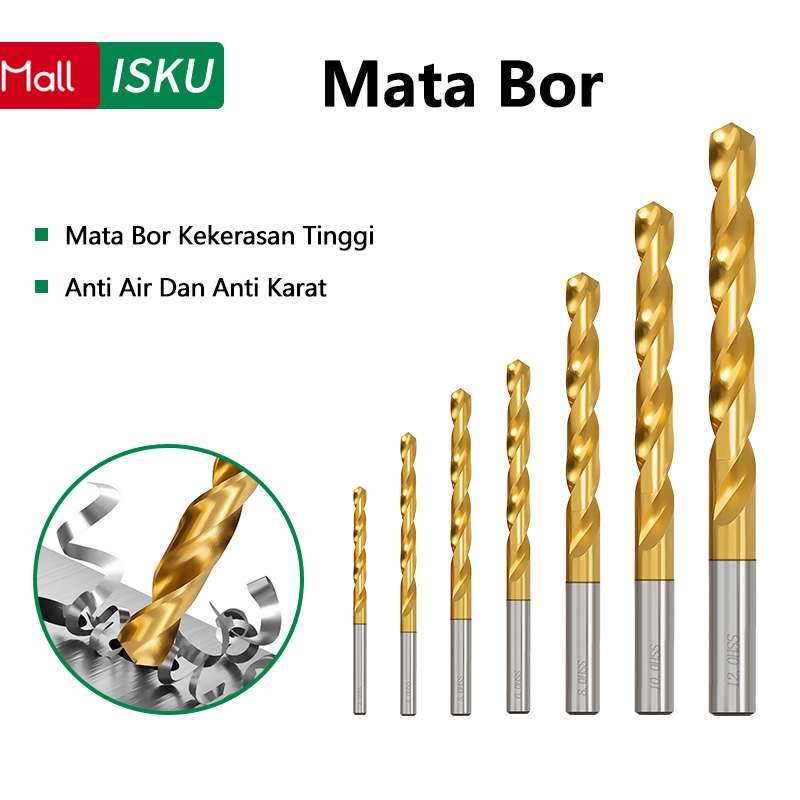 ISKU Mata Bor HSS Steel Titanium 3-10mm/Kayu/Besi/kerami/Mata Bor Set
