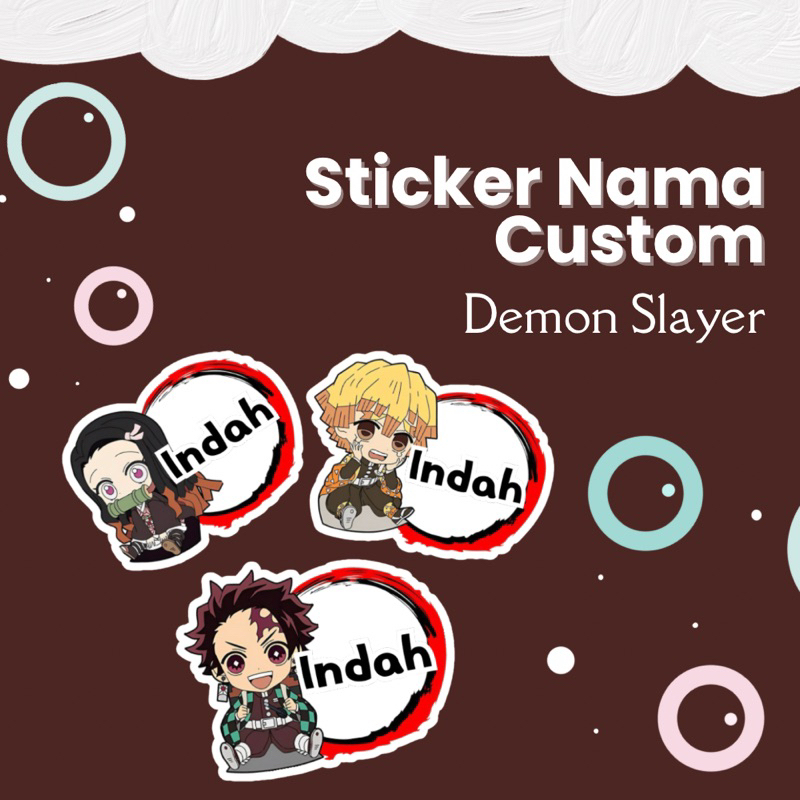 

ANIME DEMON SLAYER Sticker nama custom Waterproof