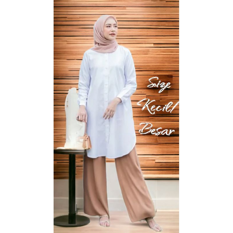 Long Tunik Kemeja Keyla warna putih/Kemeja Wanita terbaru/Tunik Kemeja Wanita Kekinian/Baju Tunik Wa