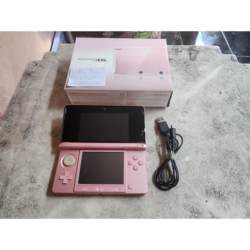 Nintendo 3DS not XL Pearl Pink CFW Luma 64GB Fullset 00