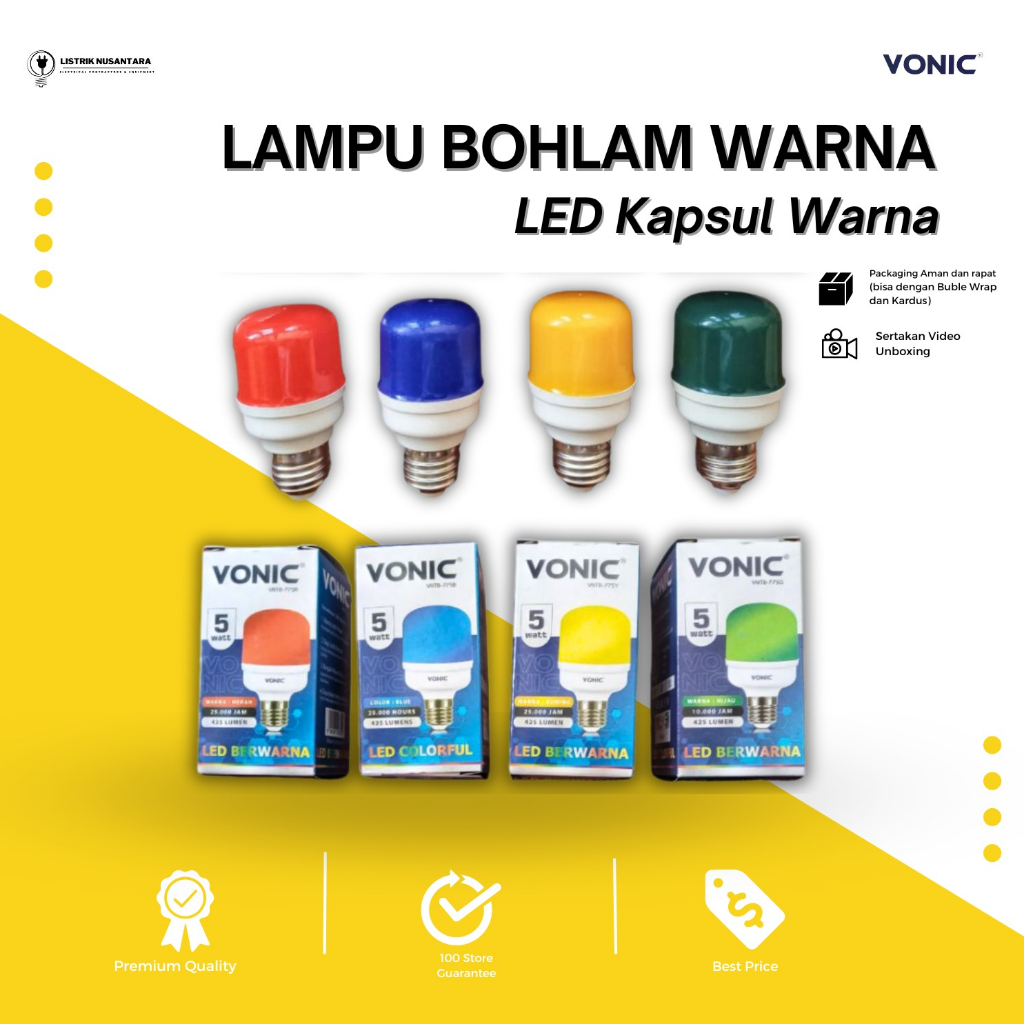 Lampu Bohlam LED Kapsul Dekorasi Warna Warni VONIC ENTER 5W