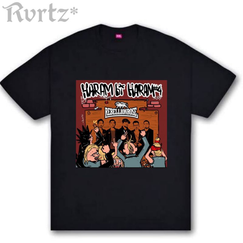 KAOS BAND REBELION ROSE | HARAM X HARAM | KAOS BAND PUNK HITAM TERLARIS