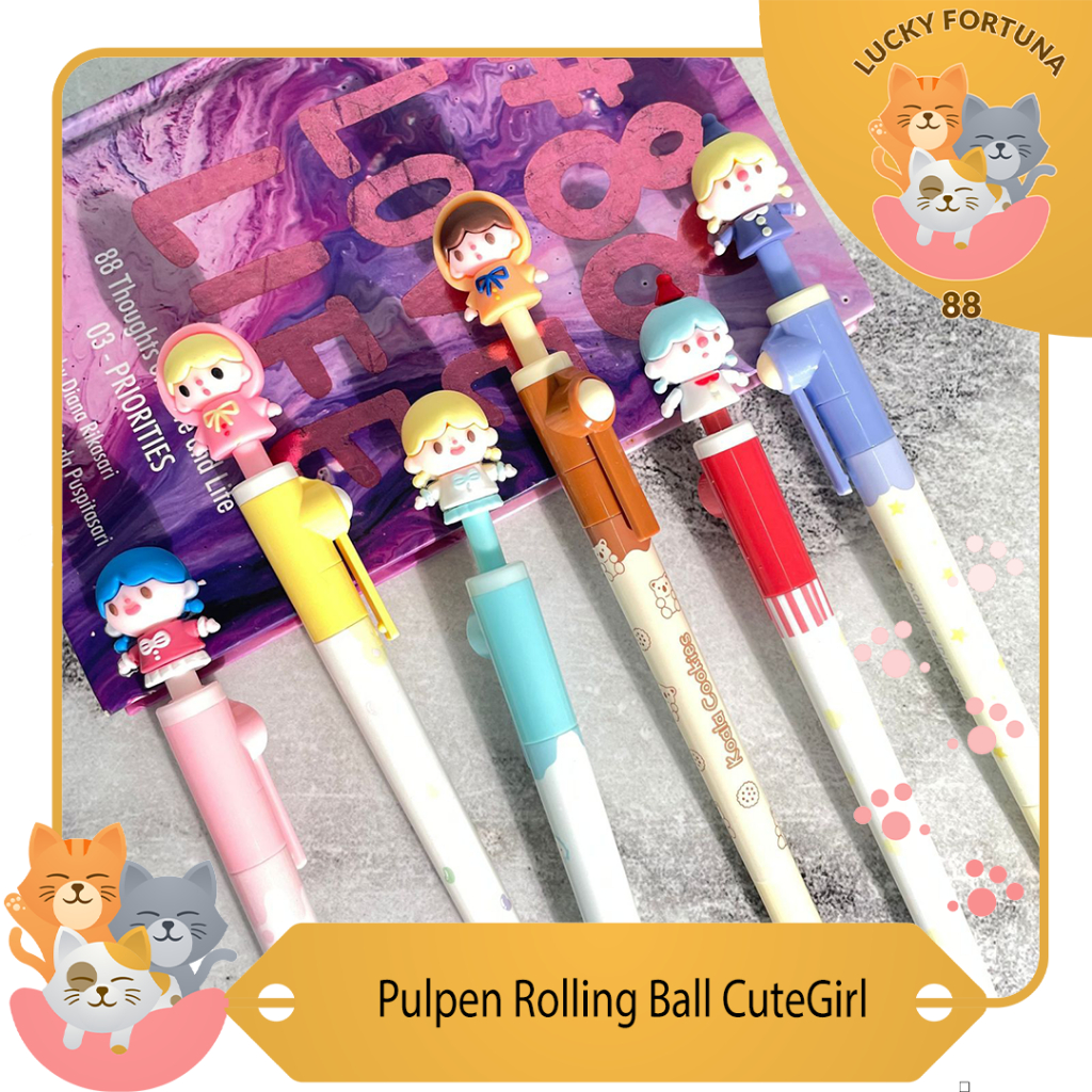 

Pulpen Rolling Ball Cute Girl Pulpen Tinta Warna Hitam Pulpen Unik Pulpen Lucu