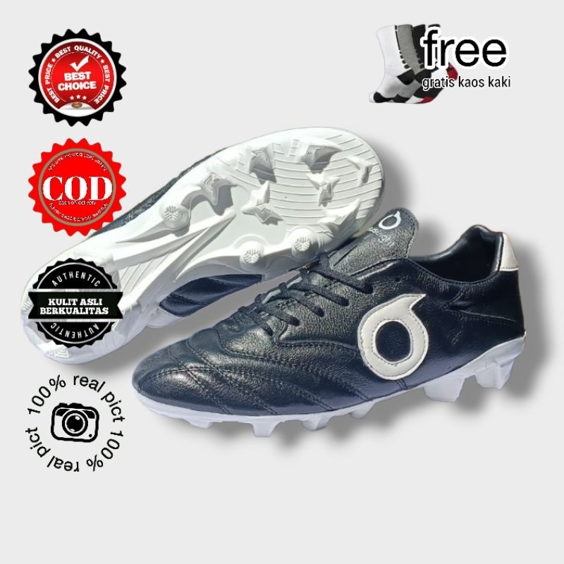 SEPATU BOLA TERBARU KULIT ORTUSEIGHT , SEPATU BERKUALITAS WARNA HITAM