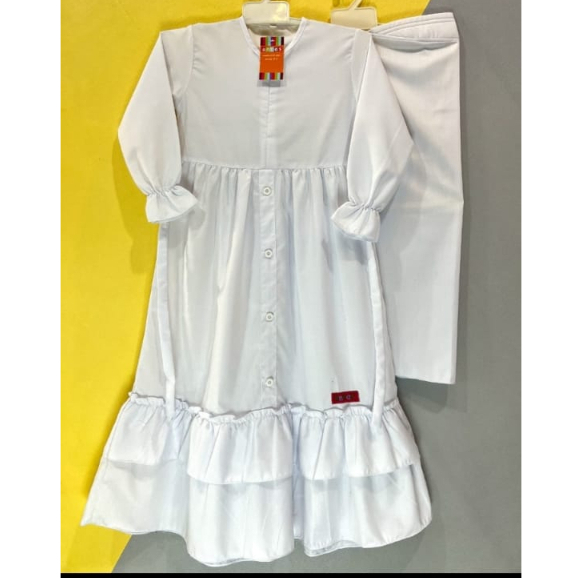 Gamis Katun Toyobo Putih Set Hijab Ahikari