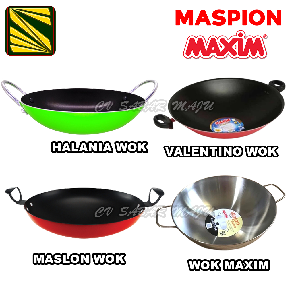 NEW Maxim Valentino Wok , Maslon wok , dan Halania wok Wajan Teflon anti lengket
