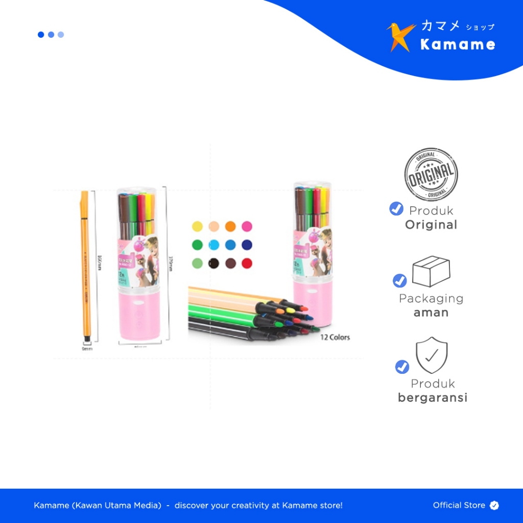 

Deli Felt Pen - Deli Hexagonal Watercolor MarkerPen WARNA PINK Spidol Warna 7060 - 12 WARNA -Kamame