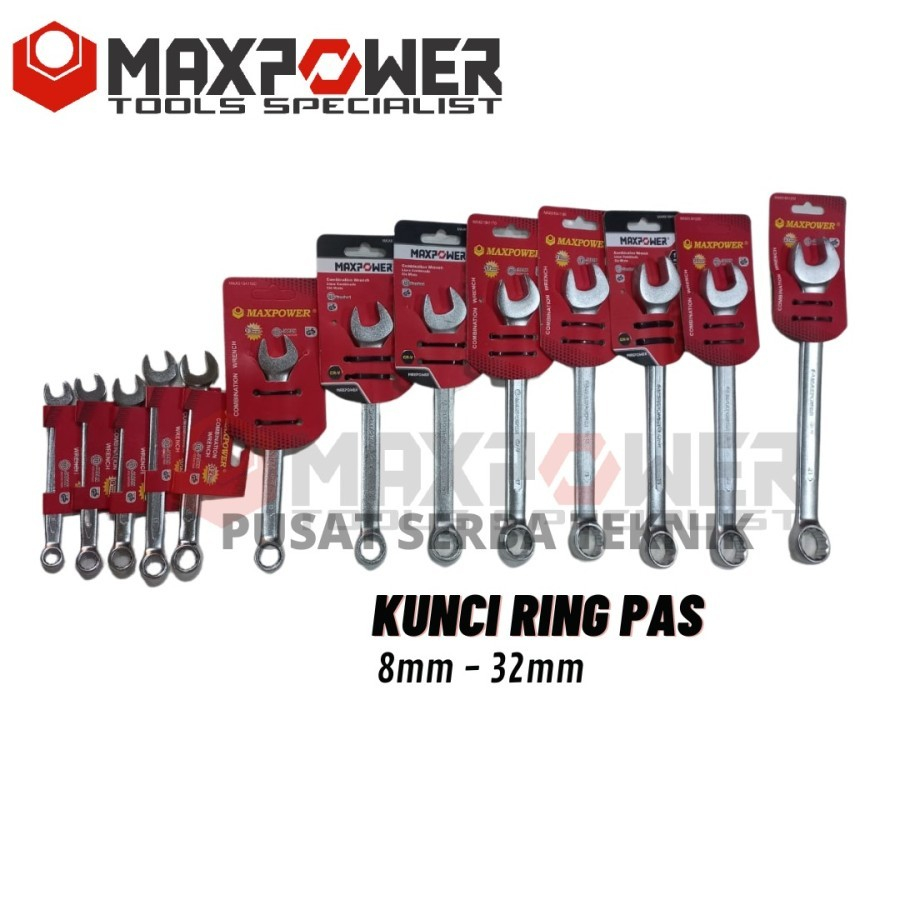 Kunci Ring Pas Ringpas MAXPOWER Taiwan 8 mm - 32 mm Combination Wrench