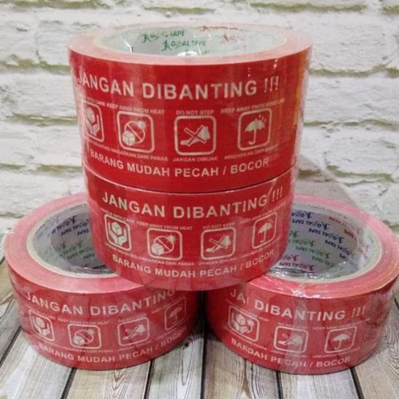 

[BISA COD] 1 ROLL LAKBAN FRAGILE / LAKBAN MERAH / LAKBAN JANGAN DIBANTING GOAL