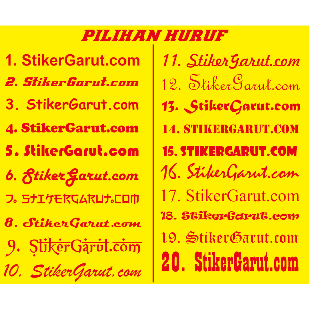 Stiker Nama Mobil Custom