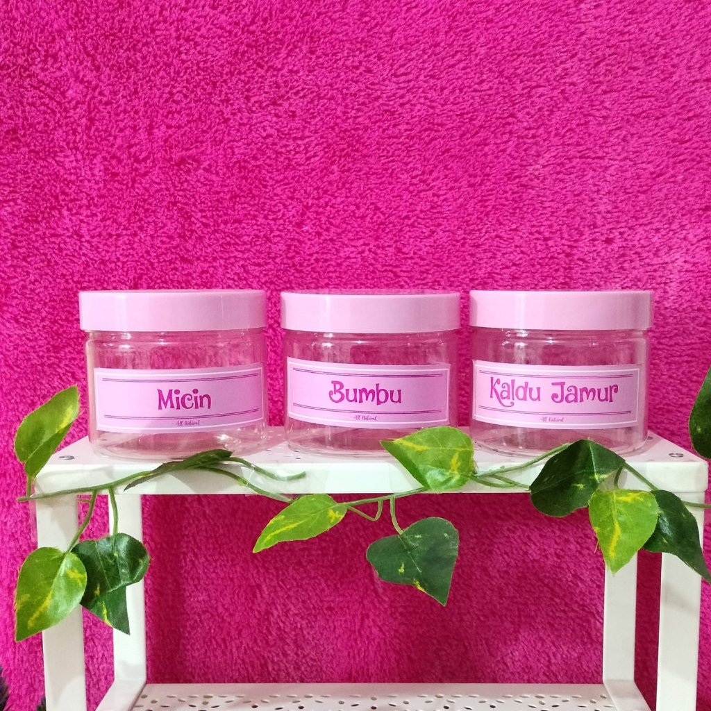 Toples Bumbu pink/ toples 400 ml / toples bumbu Stiker / Toples Teh Gula Kopi Free Label termurah/ t