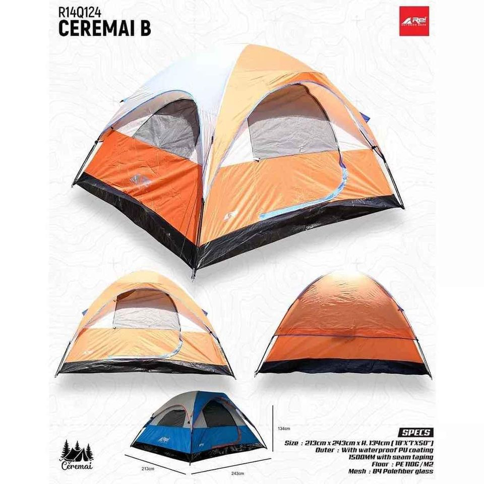 Tenda gunung Mendaki Hiking Kemah AREI REI Ceremai B double layer  4 person orang baru