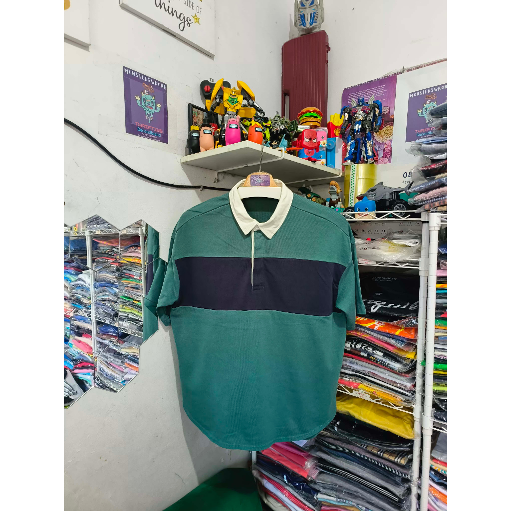 Kaos Polo GU Hijau Biru Dongker Polos
