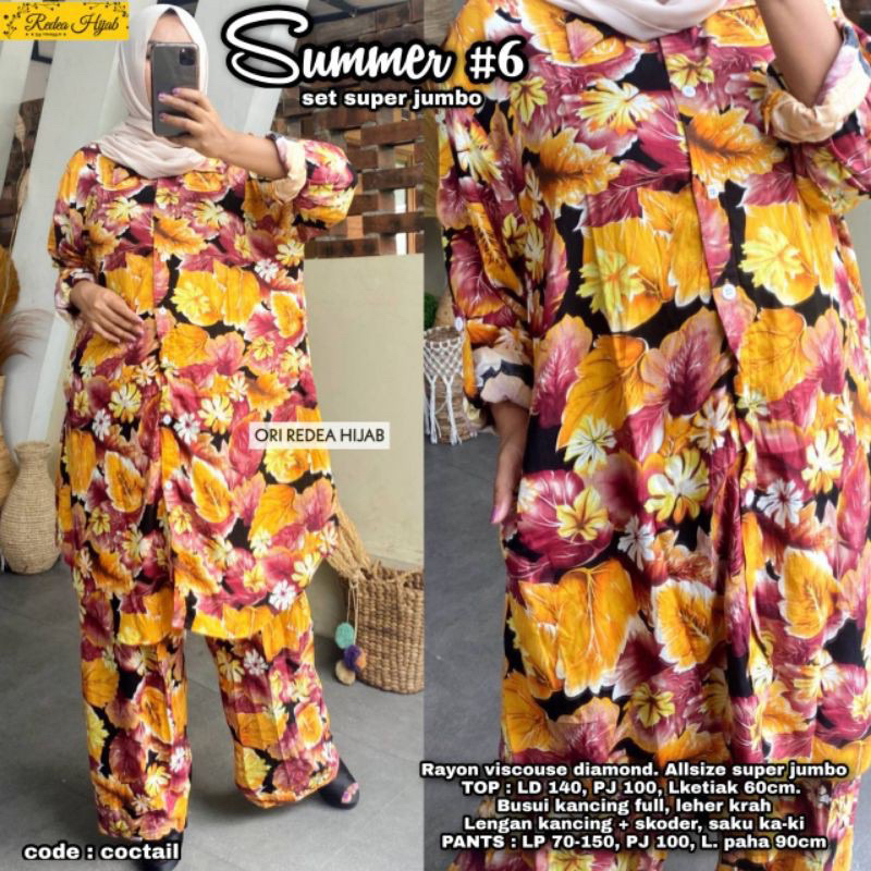 Setelan celana jumbo Summer#6 set bahan rayon viscouse LD 140