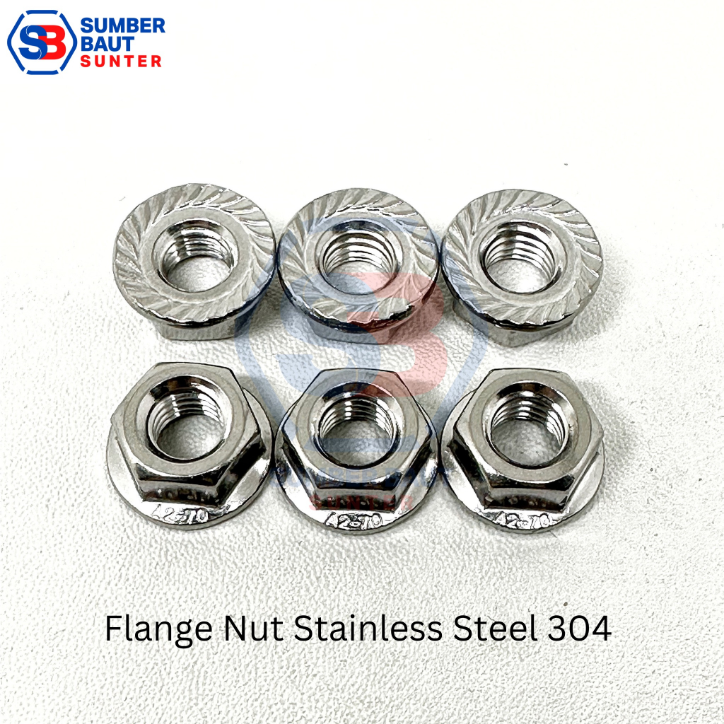 M6 x 1.00 Flange Nut / Mur Topi Stainless Steel 304
