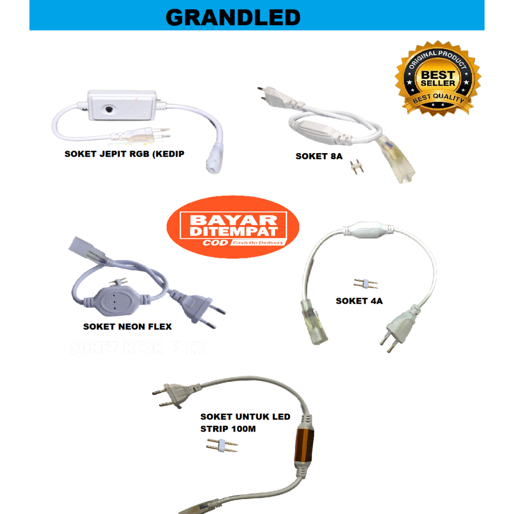 ADAPTOR SOKET COLOKAN UNTUK LED STRIP MODEL JEPIT DAN JARUM BISA UNTUK LAMPU STRIP SELANG 220V ,  NE