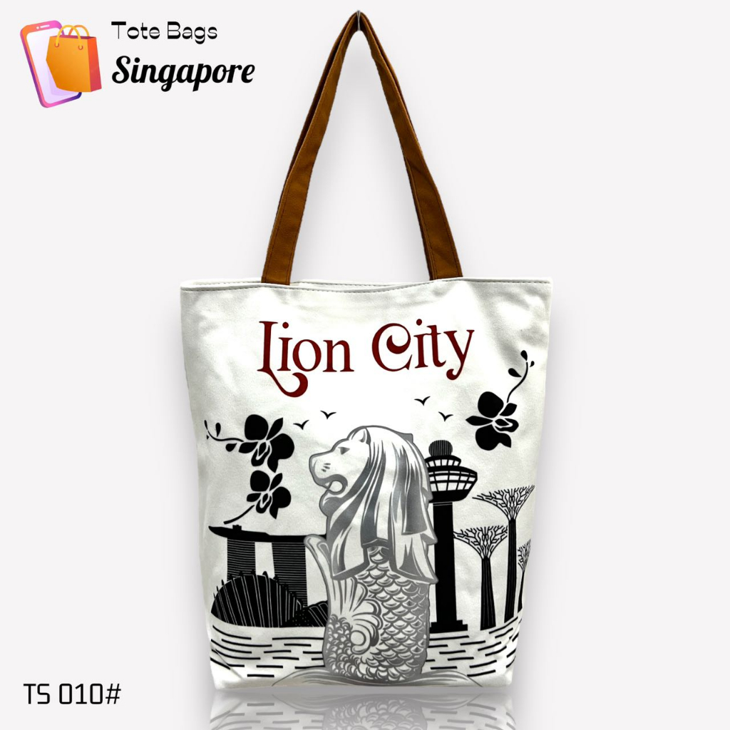 Tas Tote Bag Singapore Kanvas / Tas Suede Merlion