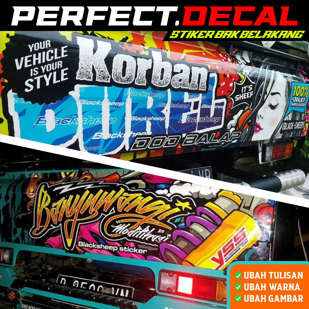 Decal Stiker Pintu Bak Belakang Gran Max / Decal Stiker Pintu Bak Belakang Pick Up / All Size Bisa R