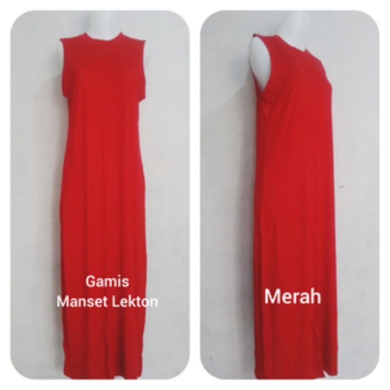 Gamis Manset Inner Long Dress Lekton Kutung Buntung Merah Standar Jumbo spandex rayon super Astra co
