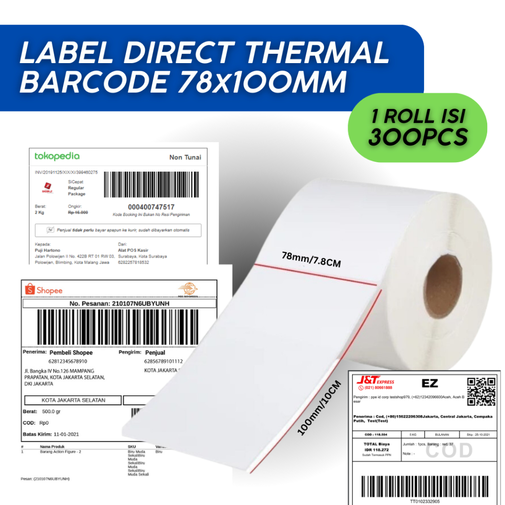 

Label Barcode Thermal 1 Kolom 78x100mm [300 PCS]