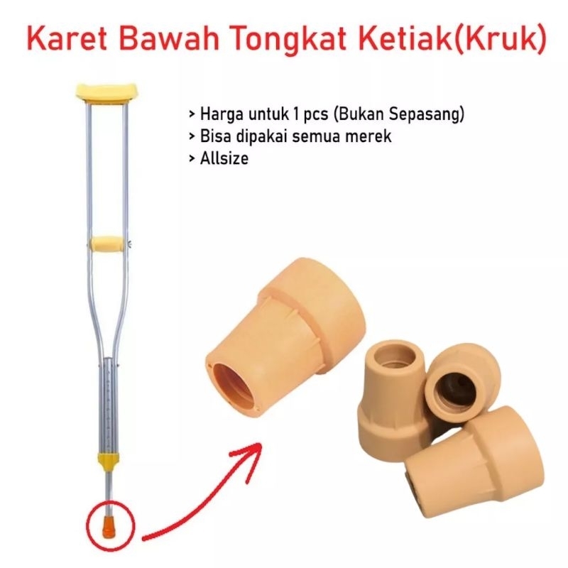 karet kaki Tongkat ketiak kerut bawah karet tongkat ketiak original premium