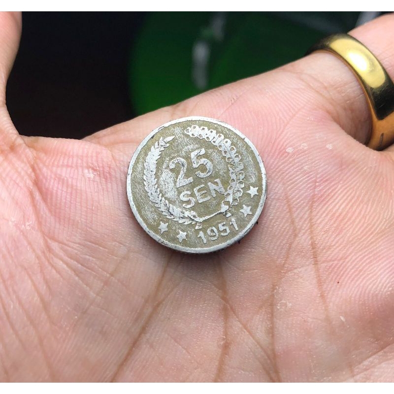 Koin Lama Dipanegara 25 Sen Kapas Padi 1951 Langka