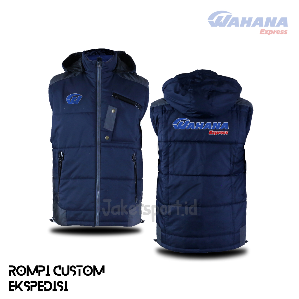 Jaket rompi pria wahana express bahan parasut taslan semiwf remaja dewasa terbaru keren bisa custom