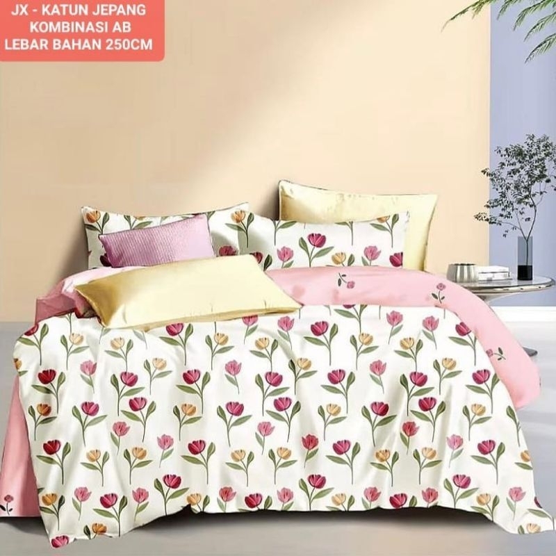 sprei katun Jepang motif bunga tulip (Sabrina)