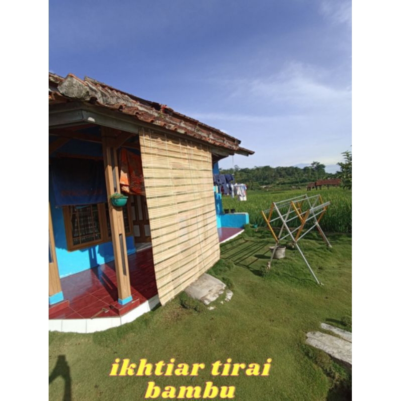 tirai bambu gulung  luar rumah full fernis panghalang panas dan air hujan termurah