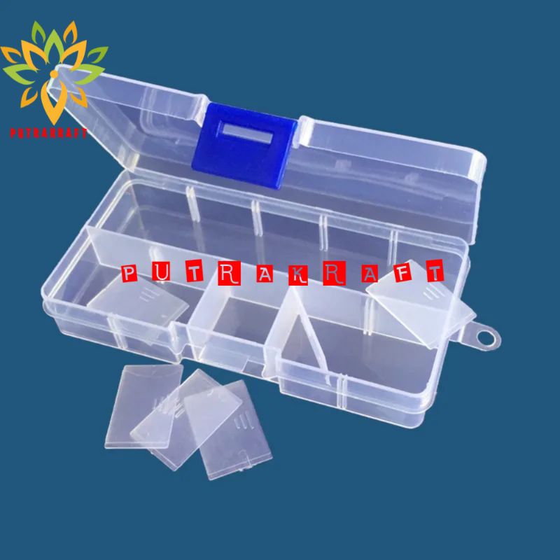 Kotak 10 Sekat Box Penyimpanan Kotak Obat Bahan Plastik Bisa Di Lepas Dalem nya