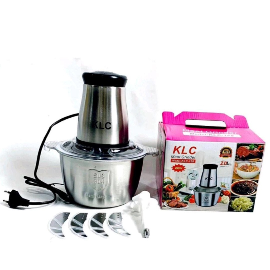 KLC MEAT GRINDER BLENDER CHOPPER STAINLESS STEEL 2L PENGGILING BUMBU DAGING SAYUR BUAH / FOOD PROCES