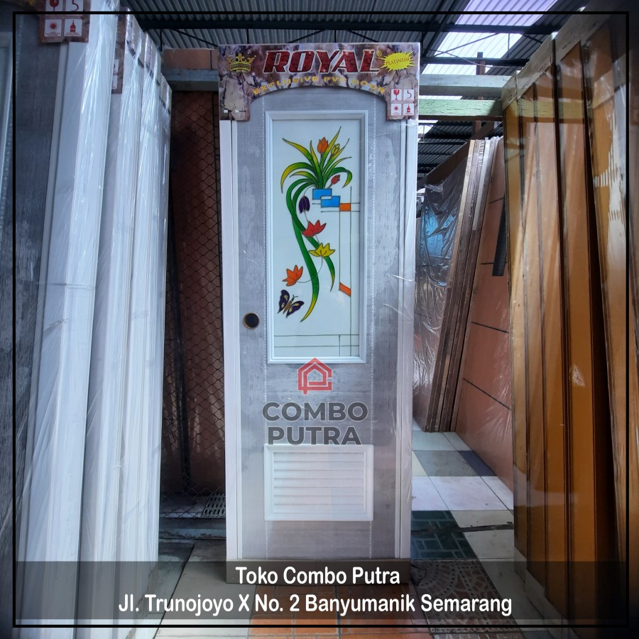 Pintu Kamar Mandi Toilet WC PVC Royal Platinum 70 x 197 Cermin Abu-abu