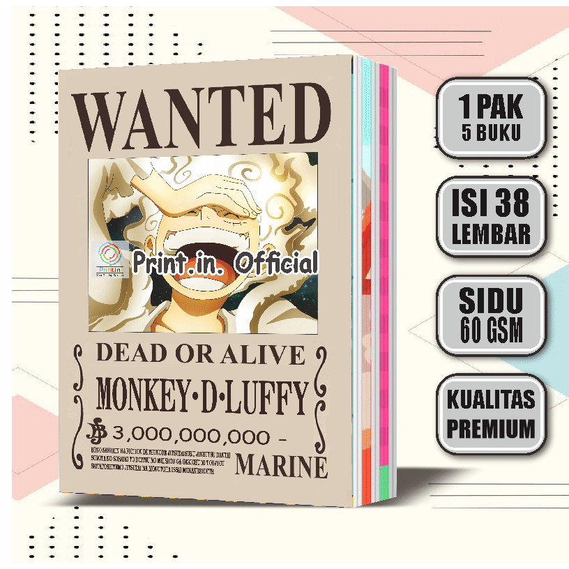 

Buku Tulis Custom One Piece luffi, zoro, sanji, nami, usop, 38 Lembar / Buku Tulis Sekolah