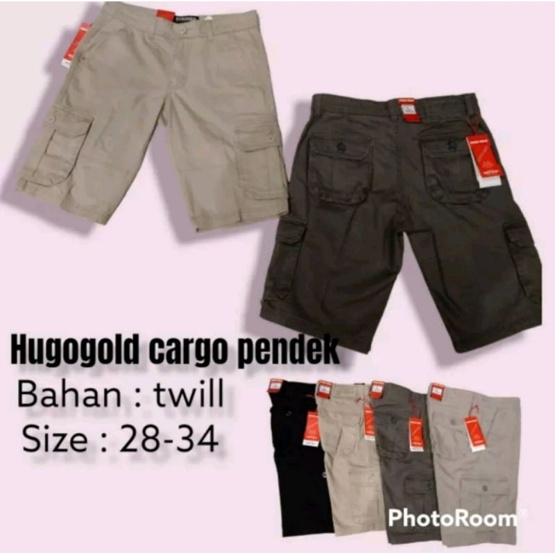 CARGO PENDEK- celana pendek cargo pria HUGO GOLD premium/celana pendek cargo bahan kanvas/celana pen