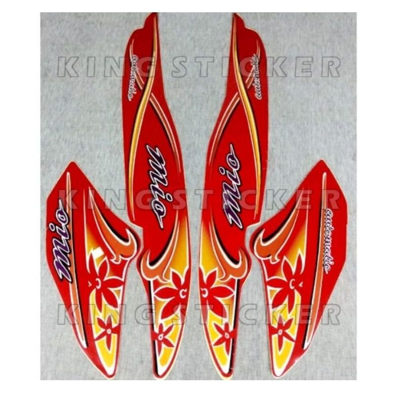 STRIPING YAMAHA MIO SPORTY MOTIF BUNGA WARNA MERAH TAHUN 2005