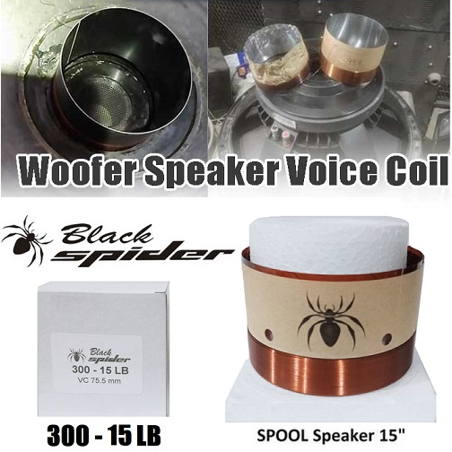 Spul Spool Voice Coil Speaker 15 inch Black Spider 300 - 15 LB VC 75.5mm ( 3 inch ) Black Spol BS 30