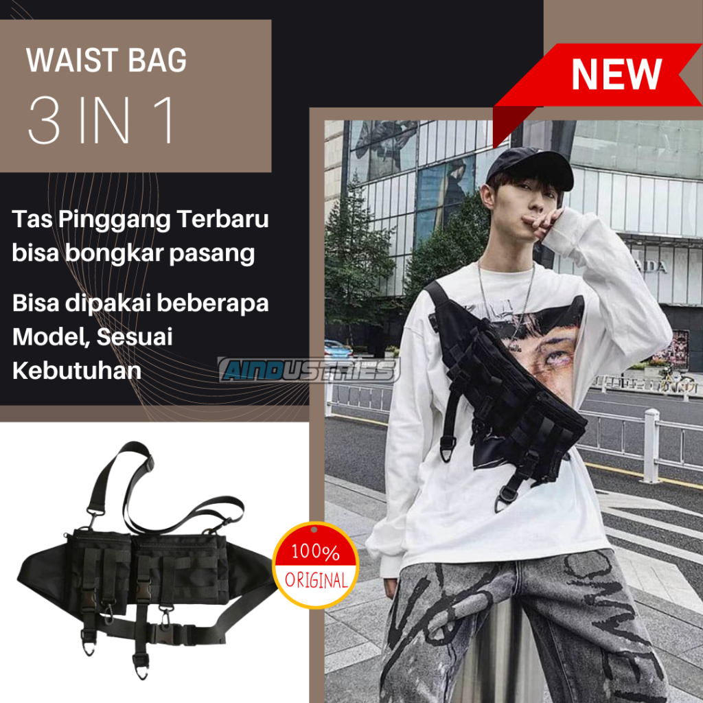 Tas Kalung Cowok Cewek Multifungsi 3 in 1Tempat Handphone Dompet Keren Terbaru