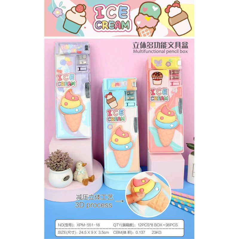 

TEPAK MAGNET 3D SQUISHY ICE CREAM 553-18 | PENCIL CASE MAGNET | TEMPAT PENSIL