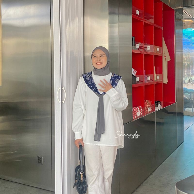 Shenada Outfit - Rania Blouse | Blouse korea | Blouse putih | Atasan Wanita