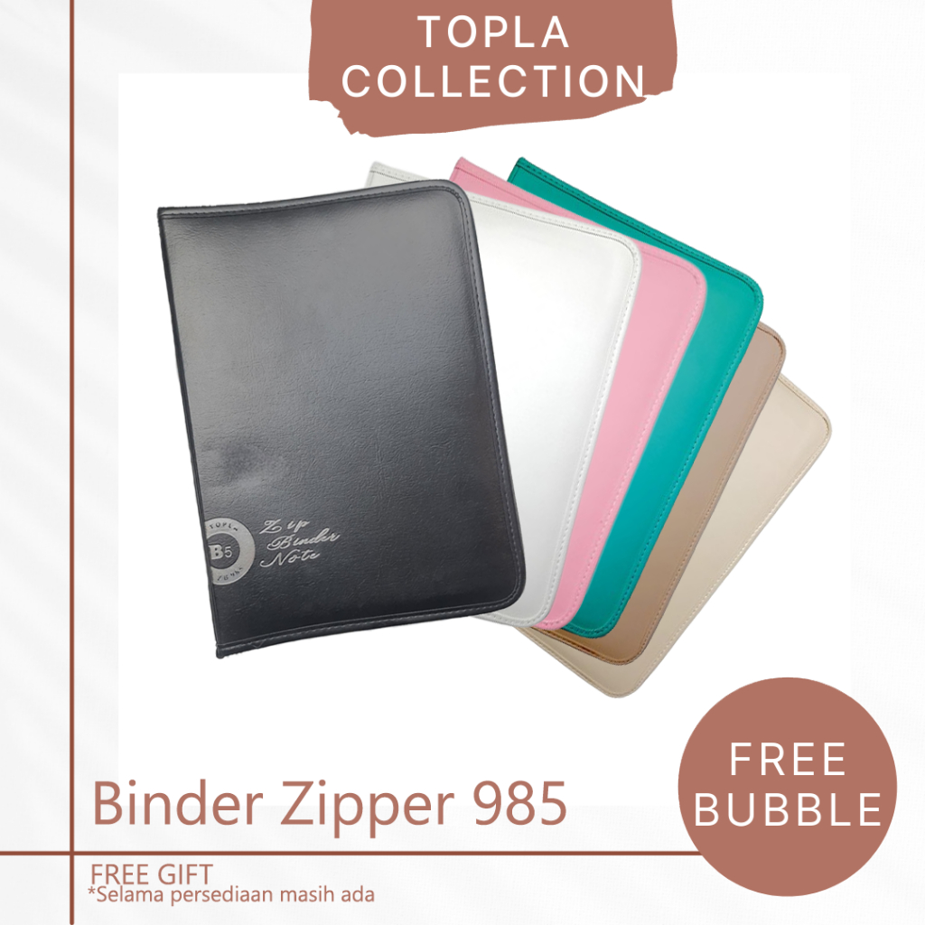 

TOPLA Binder Kulit B5 Zipper Book Note Catatan Sekolah Kuliah 26 Ring Besi Document Book