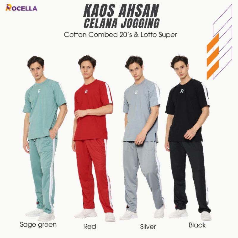 KAOS AHSAN CELANA JOGGING BY ROCELLA BAJU PAKAIAN OLAHRAGA PRIA